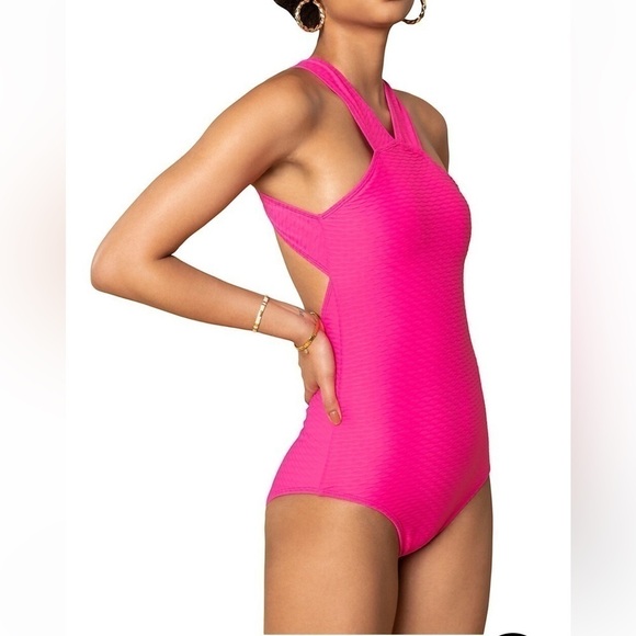 Shoshanna One Piece Halter High Neck Pink Swimsuit Size 2 - Picture 11 of 11